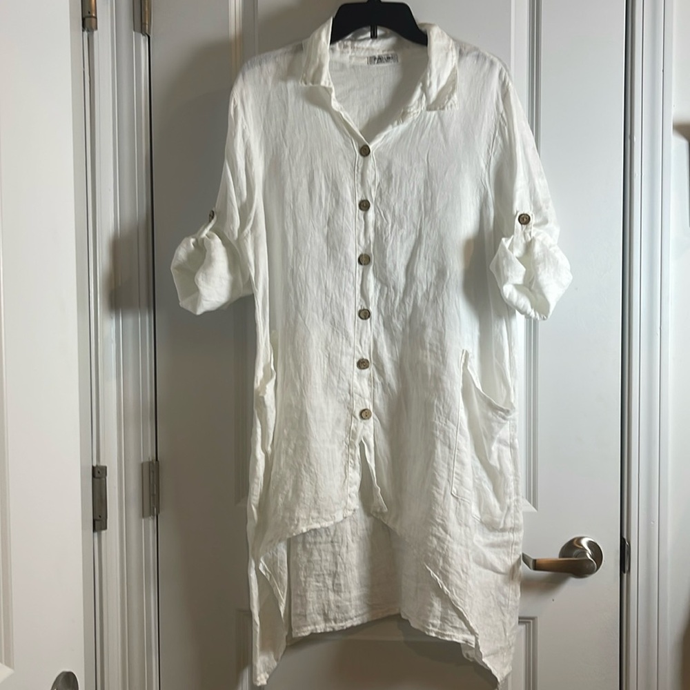Preowned Puro Lino linen shirt dress